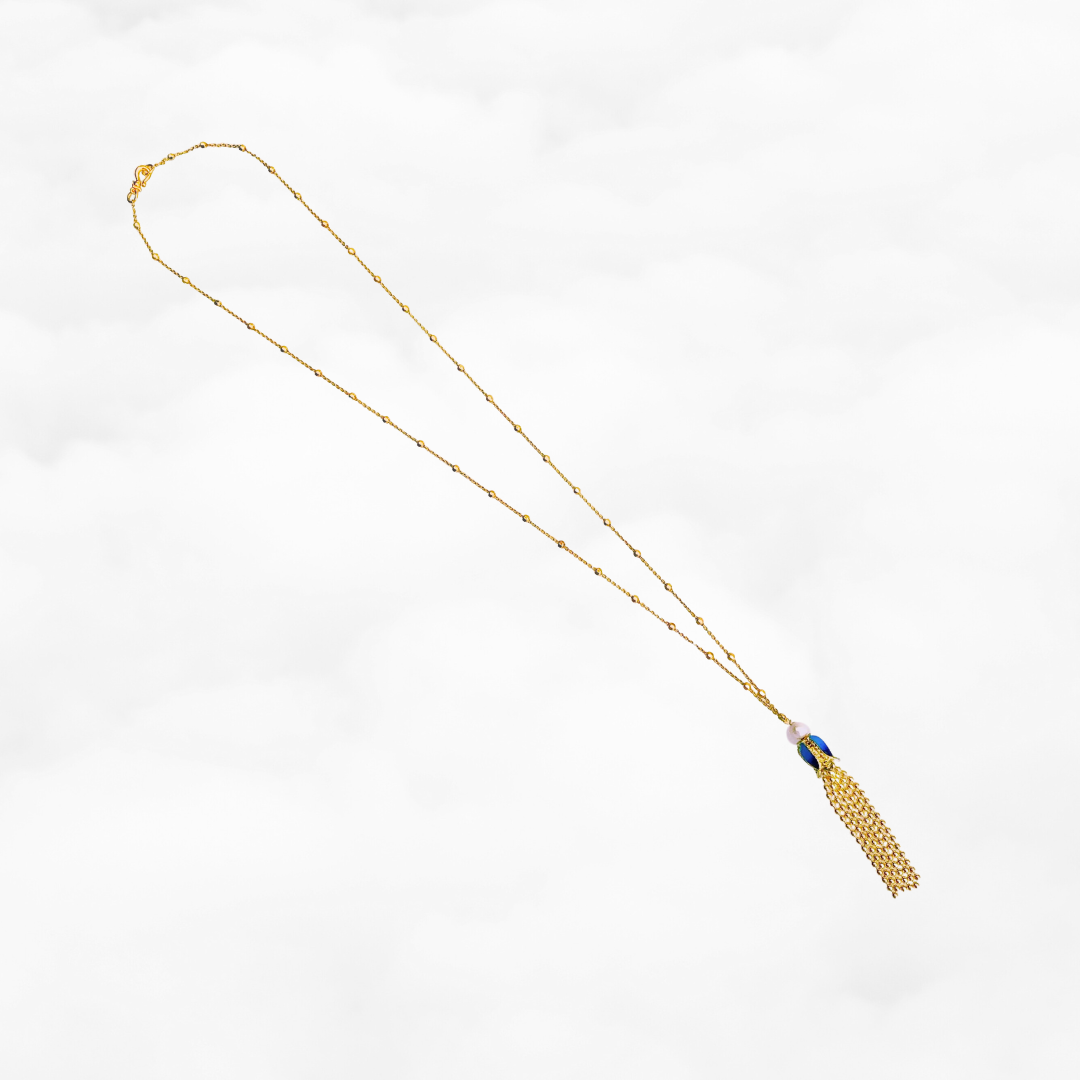 Enamel Flower Tassel Necklace - Yun Boutique