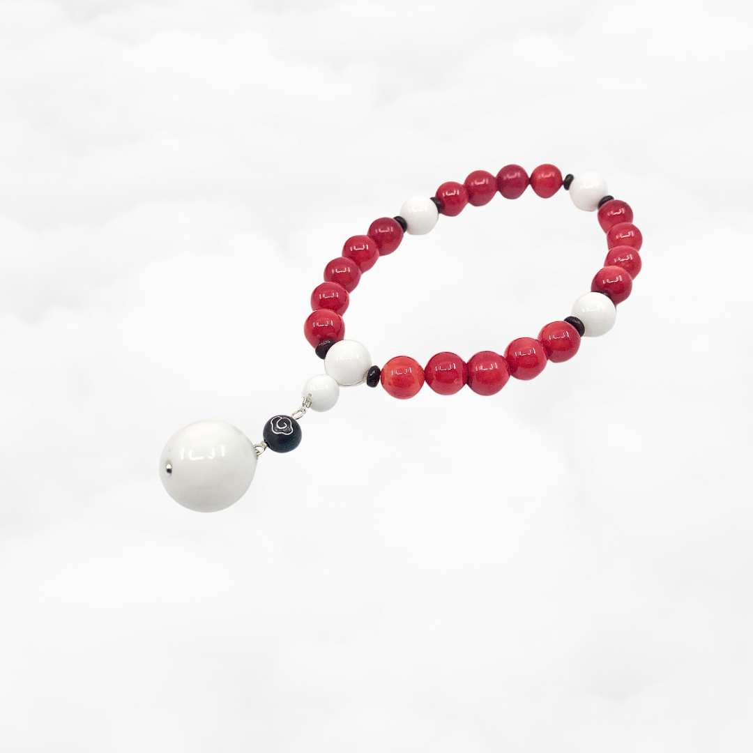 Plum Blossom Beaded Red Coral Bracelet - Yun Boutique