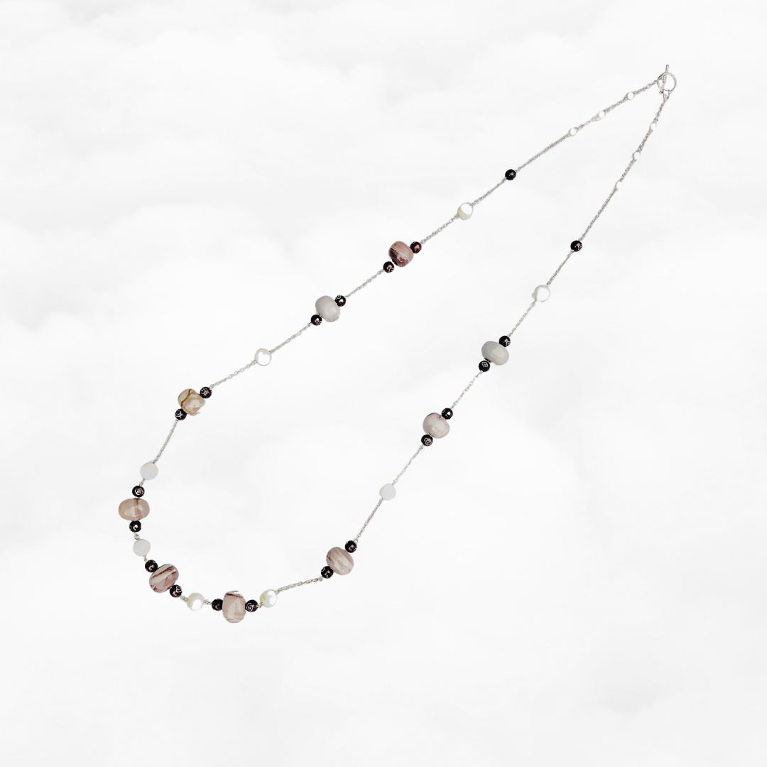 The Nine Earth Tone Gemstone Long Necklace