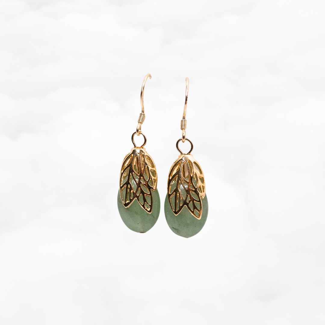 Gold Leaf Aventurine Earrings - Yun Boutique