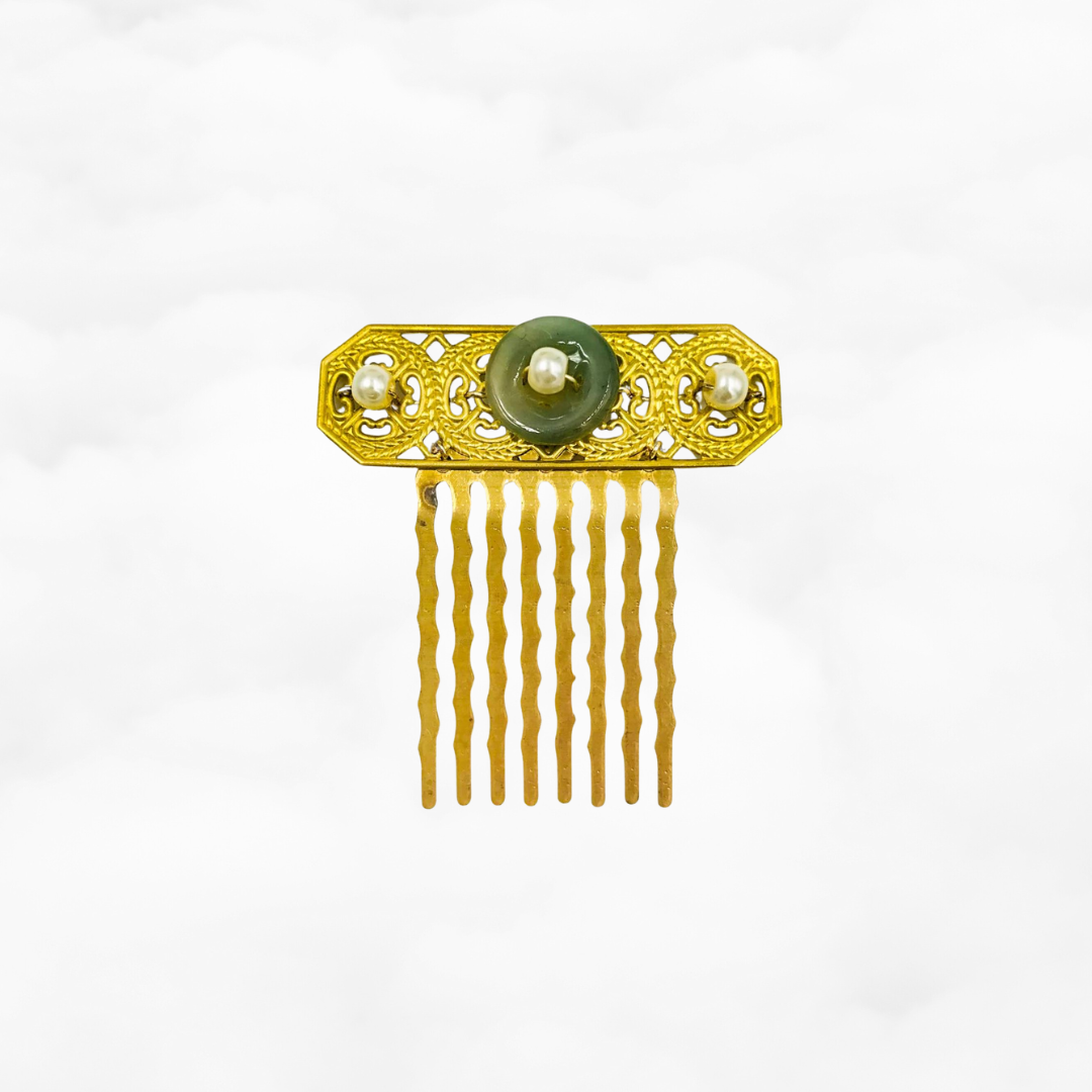 Vintage Style Jade Hair Comb - Yun Boutique