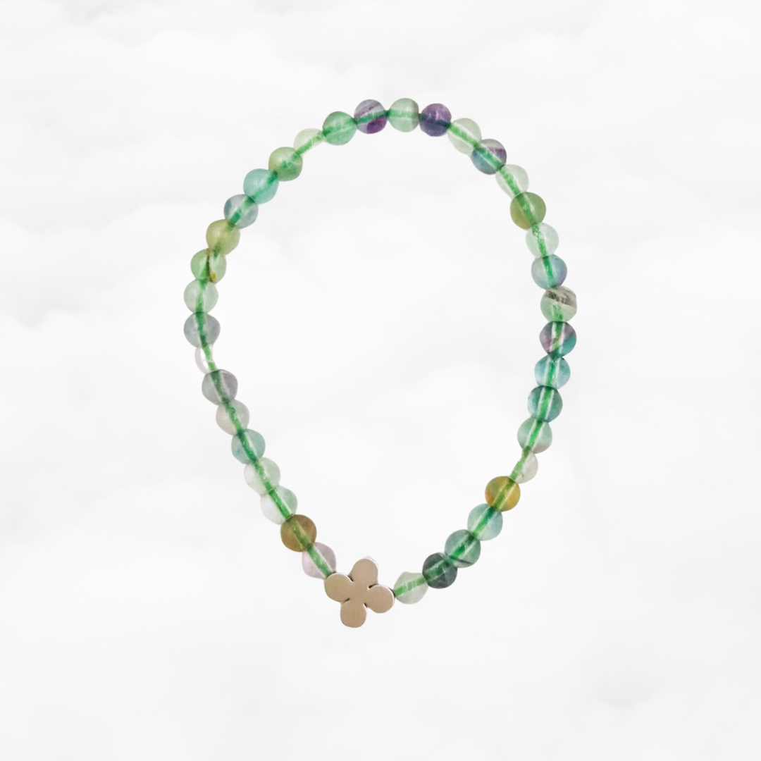 Beaded Clover Fluorite Bracelet - Yun Boutique