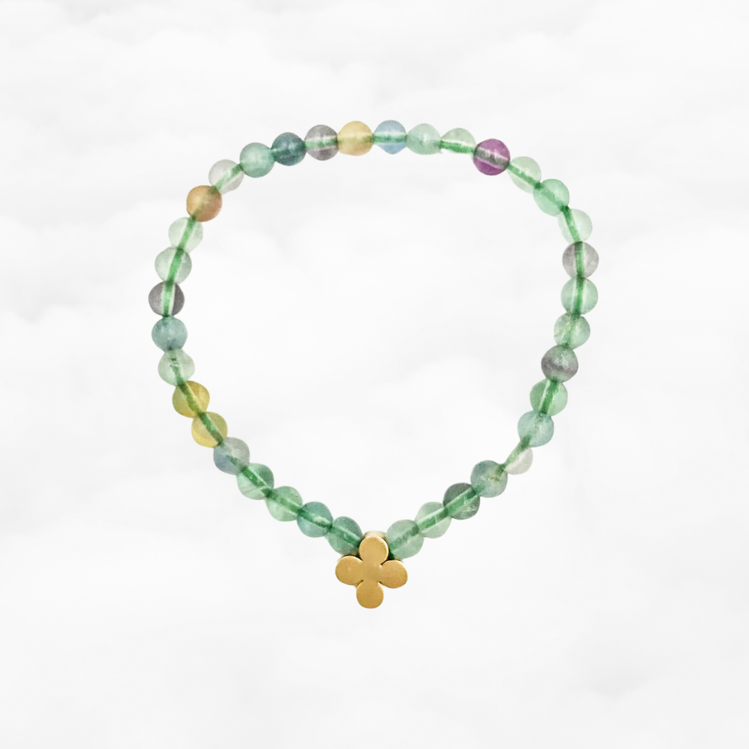 Beaded Clover Fluorite Bracelet - Yun Boutique