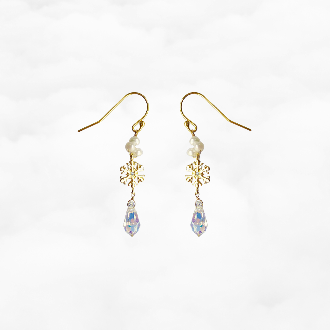 Gold Snowflake Drop Earrings - Yun Boutique