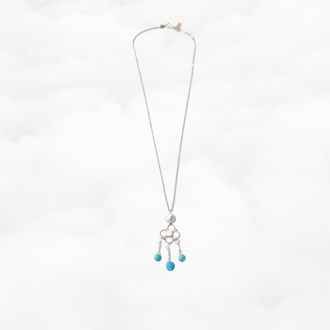 Pearl and Turquoise Tassel Necklace