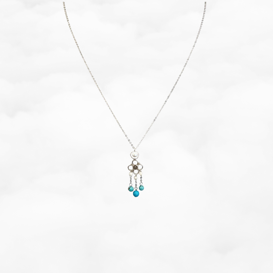 Pearl and Turquoise Tassel Necklace - Yun Boutique