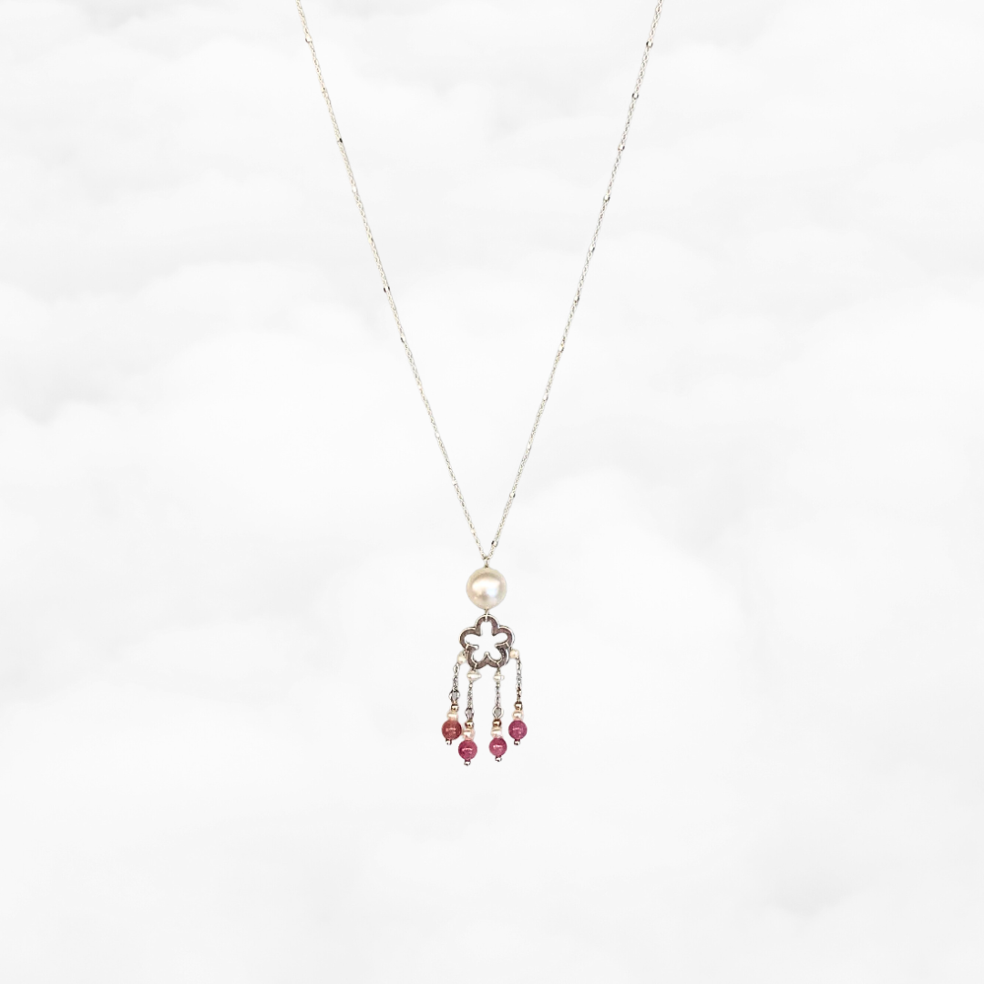 Pearl and Tourmaline Tassel Necklace - Yun Boutique