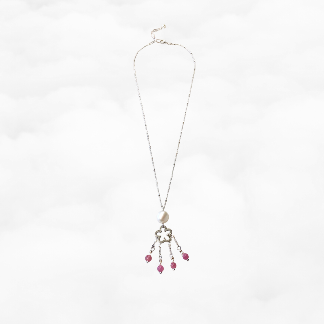 Pearl and Tourmaline Tassel Necklace