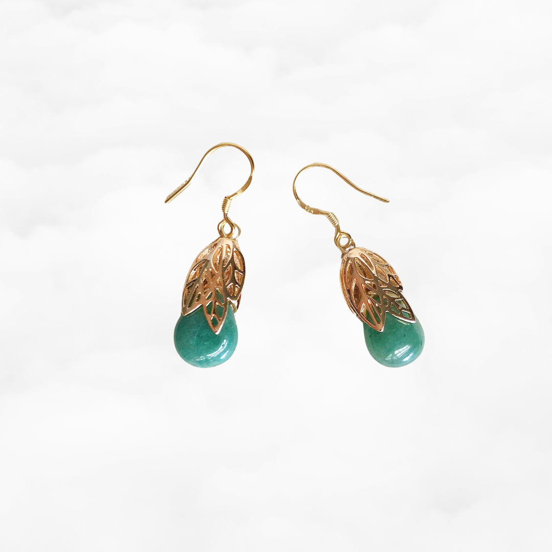 Gold Leaf Aventurine Earrings - Yun Boutique