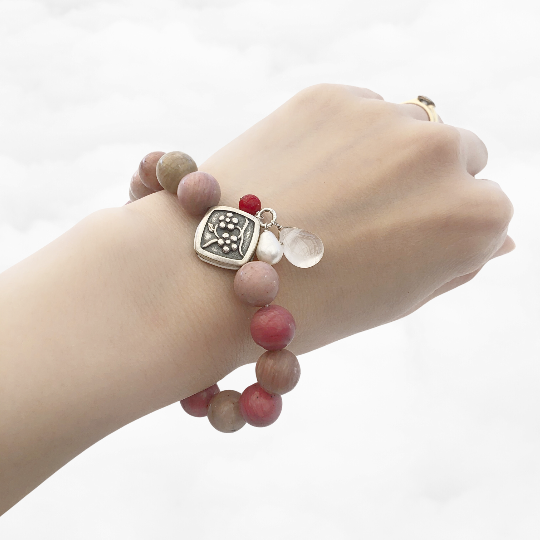 Rhodochrosite Plum Blossom Bracelet