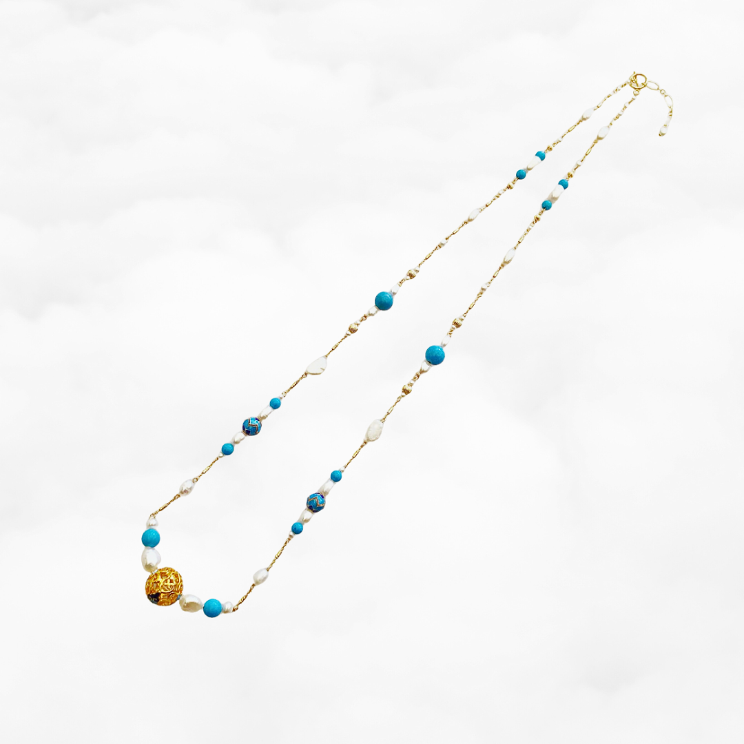 The Nine Turquoise and Pearl Necklace - Yun Boutique