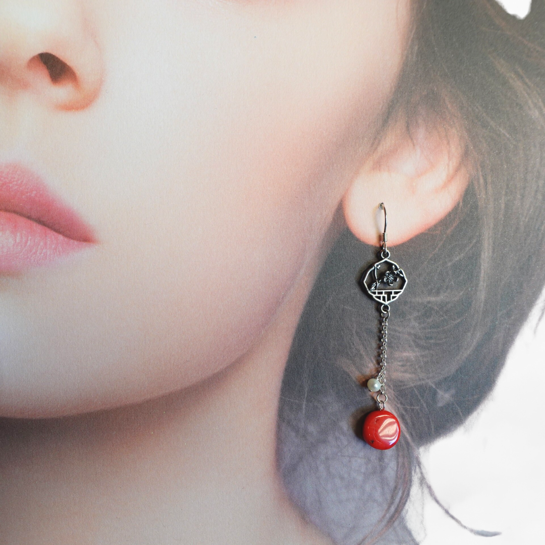 Vintage Style Lotus Earrings in Sterling Silver - Yun Boutique