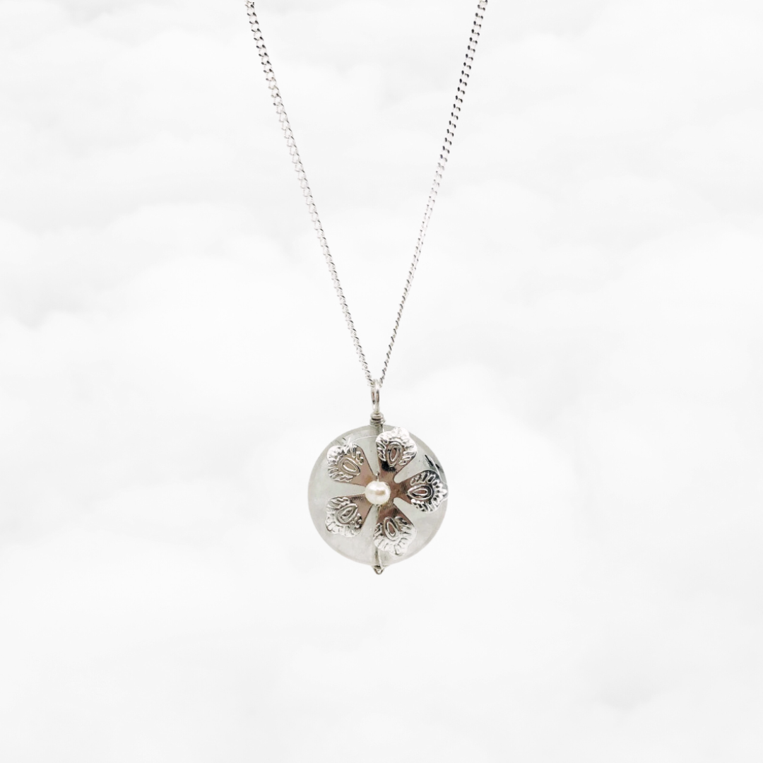 Silver Flower Tourmaline Necklace - Yun Boutique