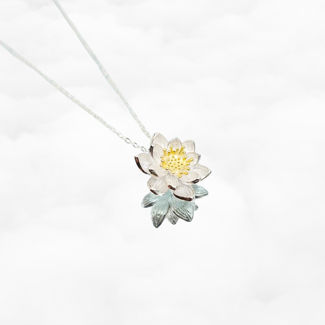 Sterling Silver Lotus Necklace - Yun Boutique