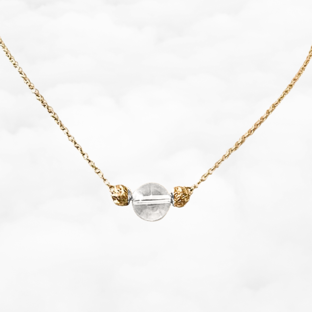 Gold Lotus Crystal Necklace - Yun Boutique