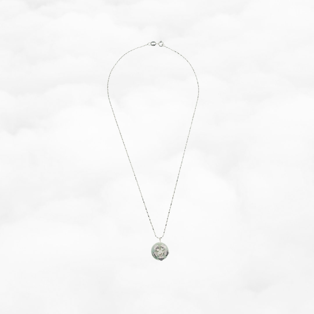 Silver Jadeite Flower Necklace - Yun Boutique