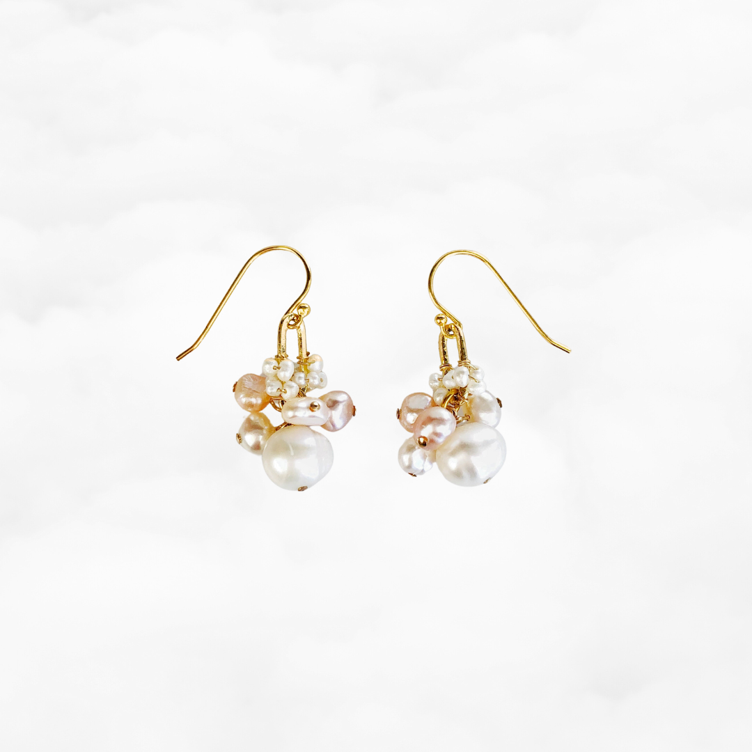 Moon Goddess Pearl Cluster Earrings - Yun Boutique