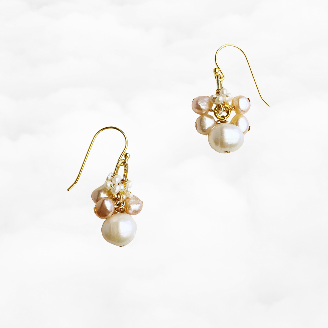 Moon Goddess Pearl Cluster Earrings - Yun Boutique