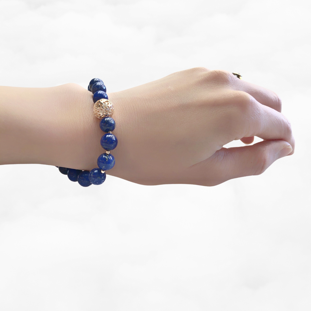 Auspicious Beaded Lapis Bracelet 8mm - Yun Boutique