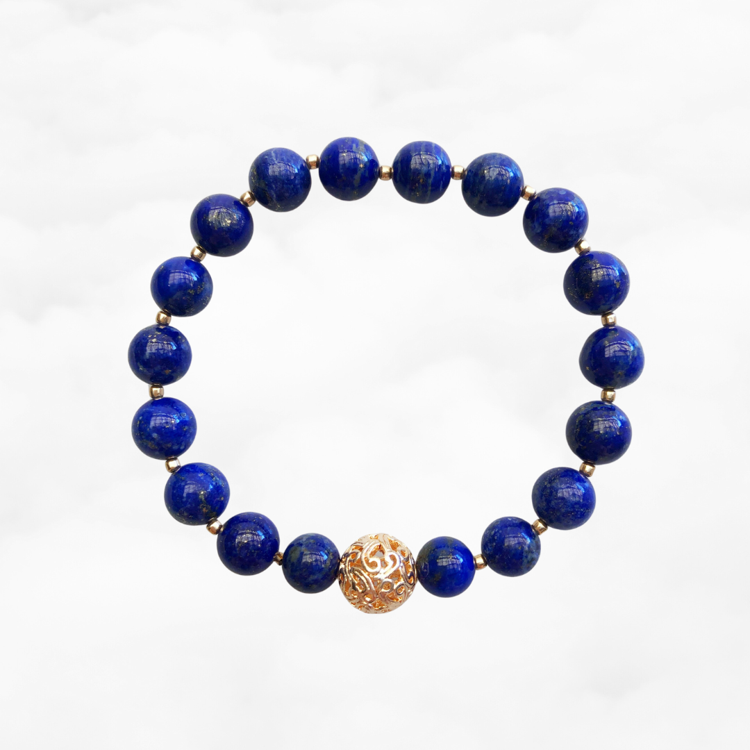 Auspicious Beaded Lapis Bracelet 8mm - Yun Boutique