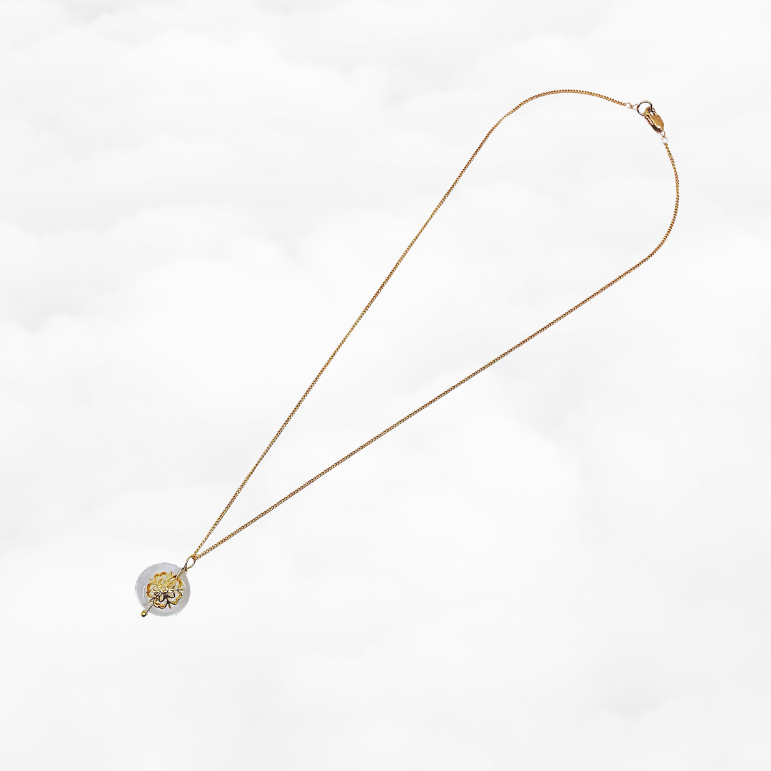 Gold Plum Blossom Tourmaline Necklace - Yun Boutique