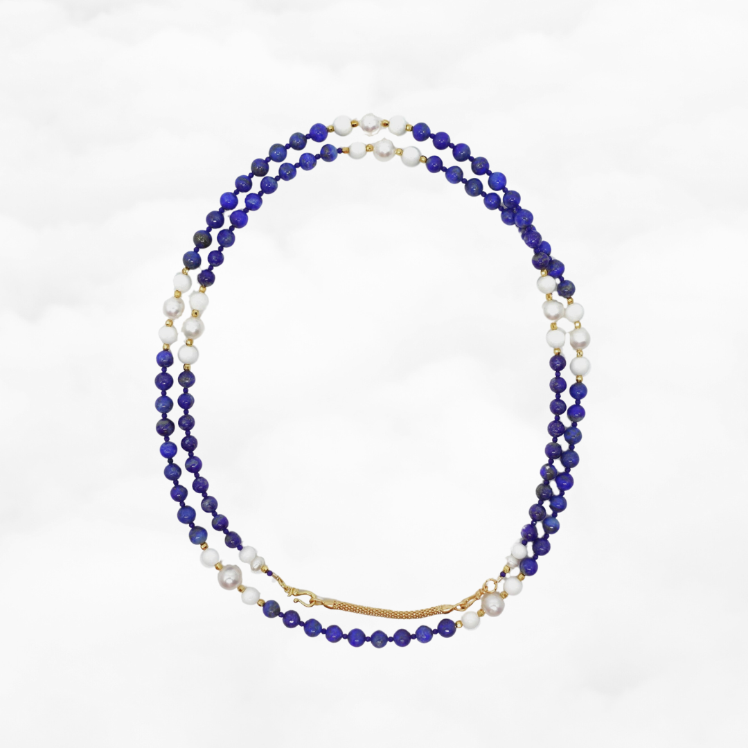 Return to Origin Beaded Lapis Necklace - 6mm - Yun Boutique