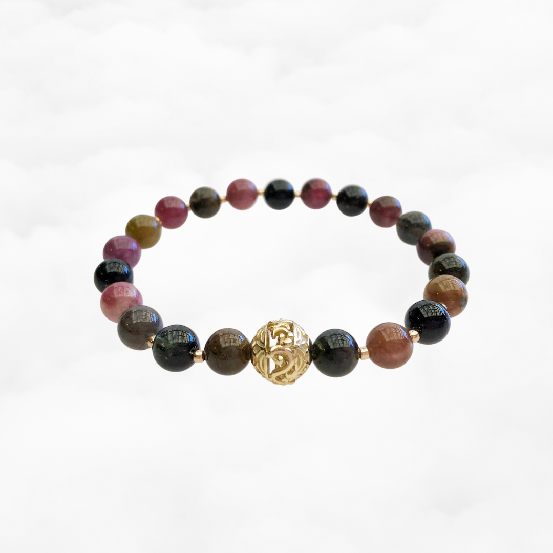 Beaded Tourmaline Auspicious Clouds Bracelet 8mm - Yun Boutique