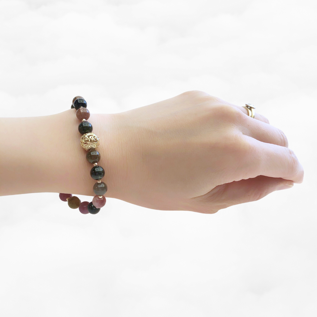 Beaded Tourmaline Auspicious Clouds Bracelet 8mm - Yun Boutique