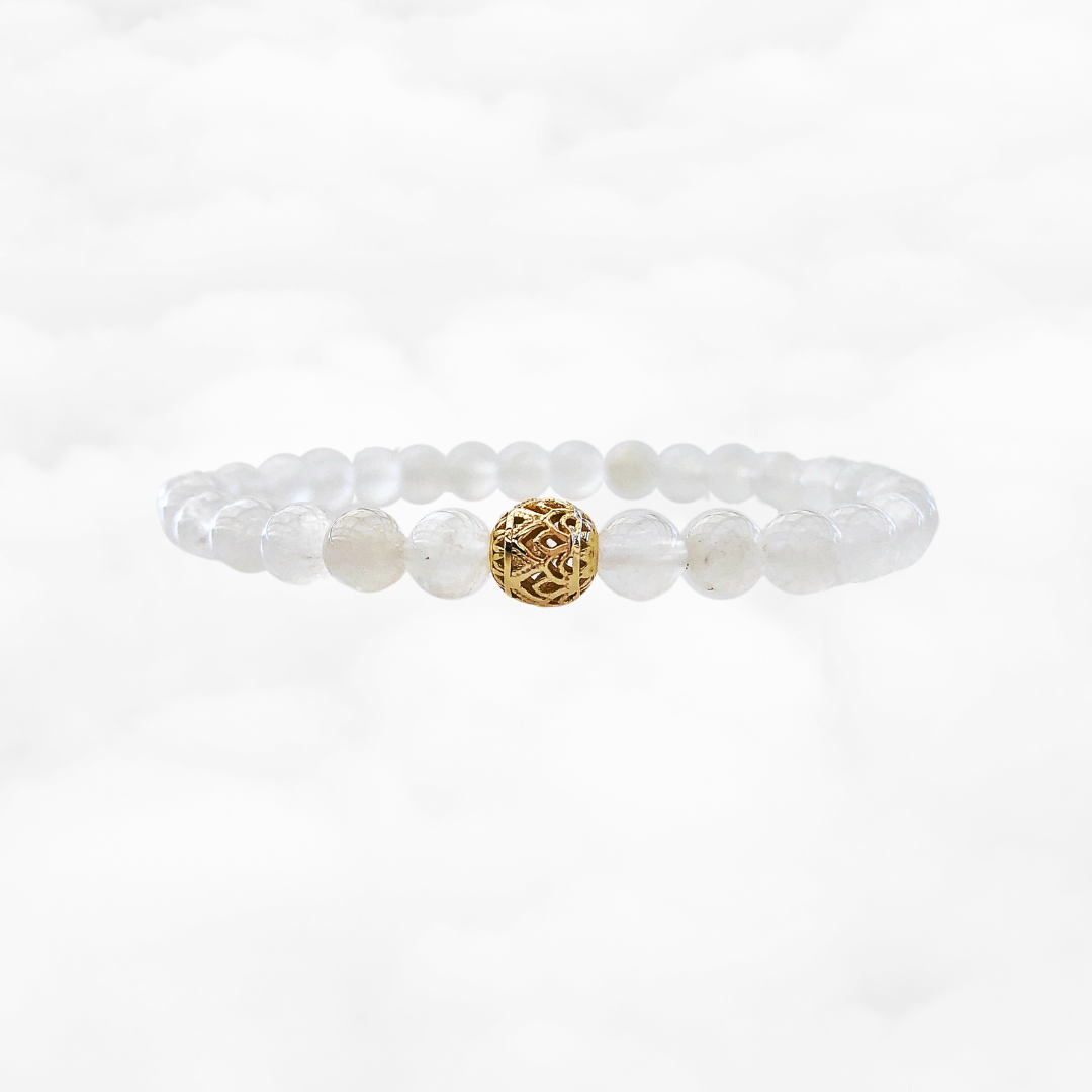 Beaded Moonstone Lotus Bracelet - Yun Boutique