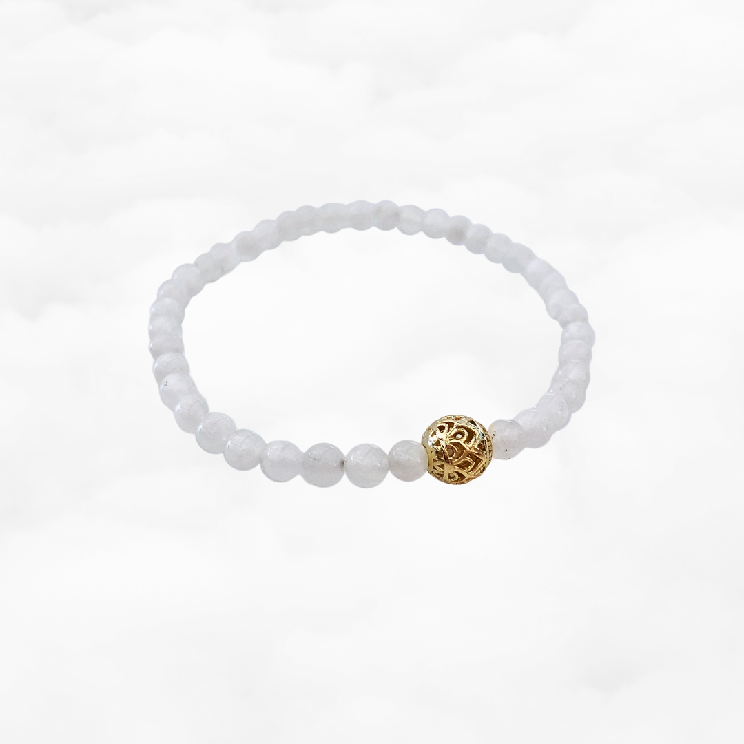 Beaded Moonstone Lotus Bracelet - Yun Boutique