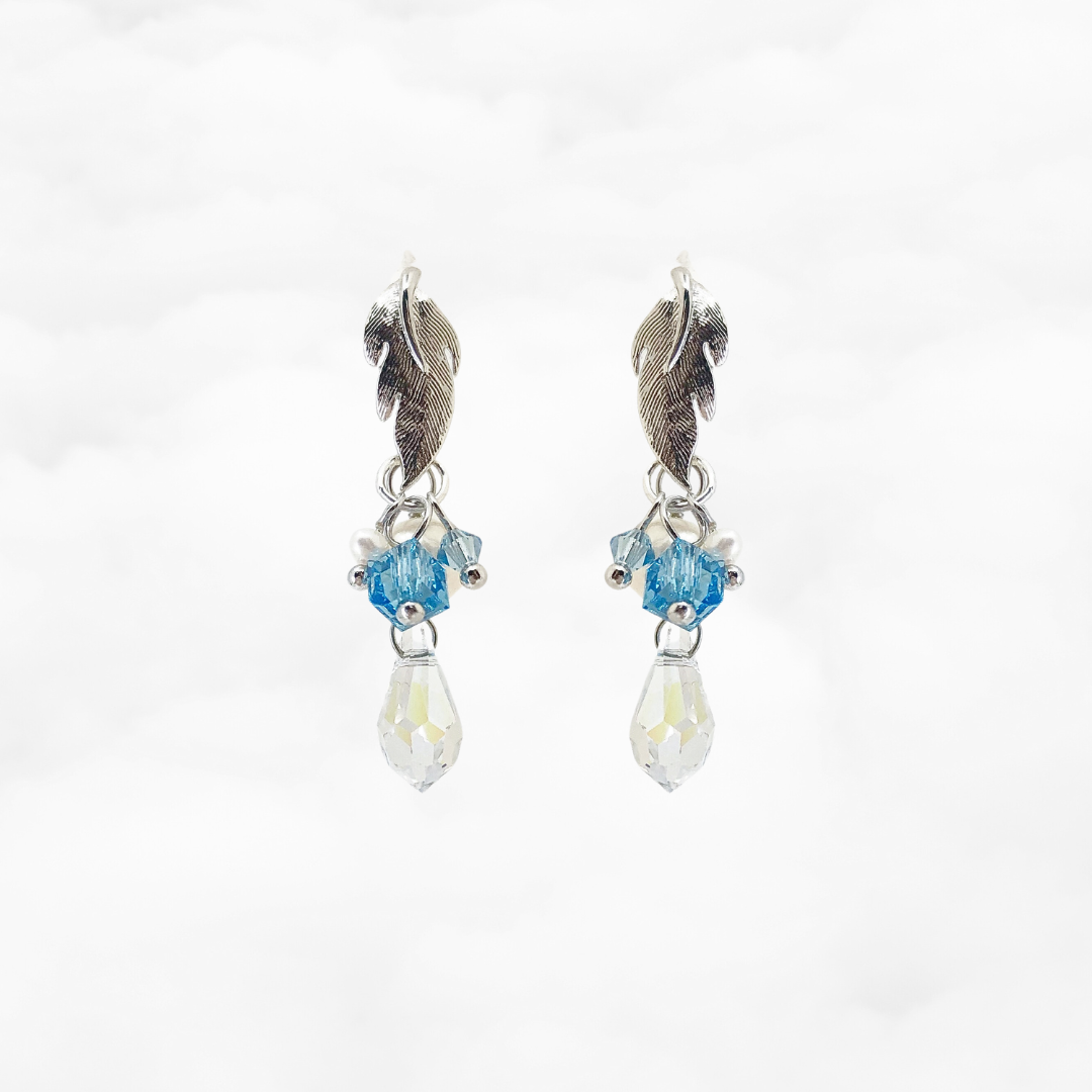 Silver Flower and Crystal Earrings - Yun Boutique