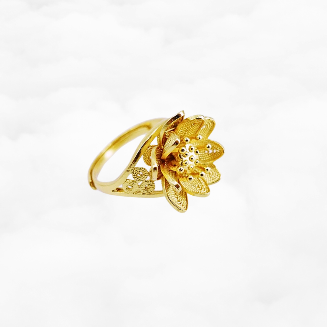 Filigree Lotus Ring Gold - Yun Boutique