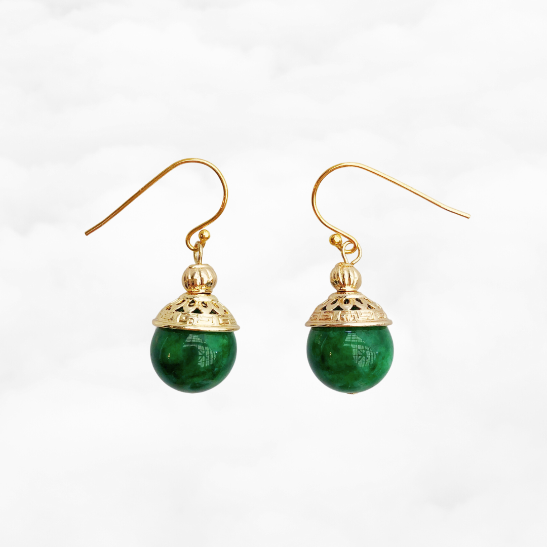 Gold Jadeite Earrings - Yun Boutique