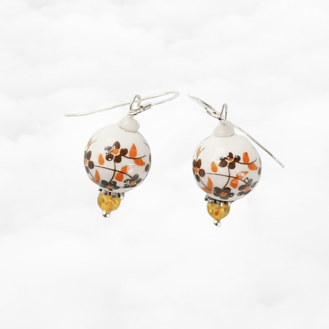 Yellow Plum Blossom Porcelain Earrings - Yun Boutique