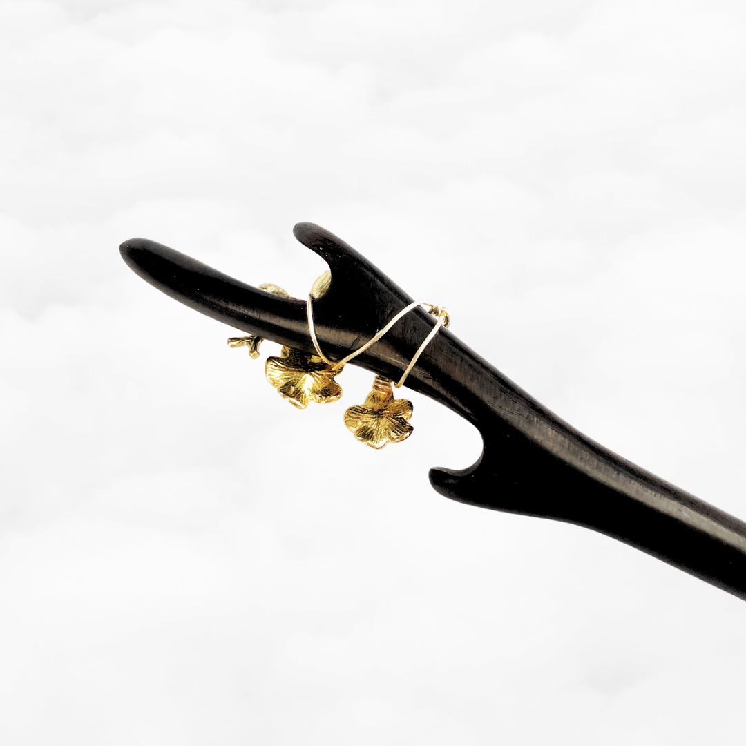 Gold Plum Blossom Wood Hair Stick - Yun Boutique