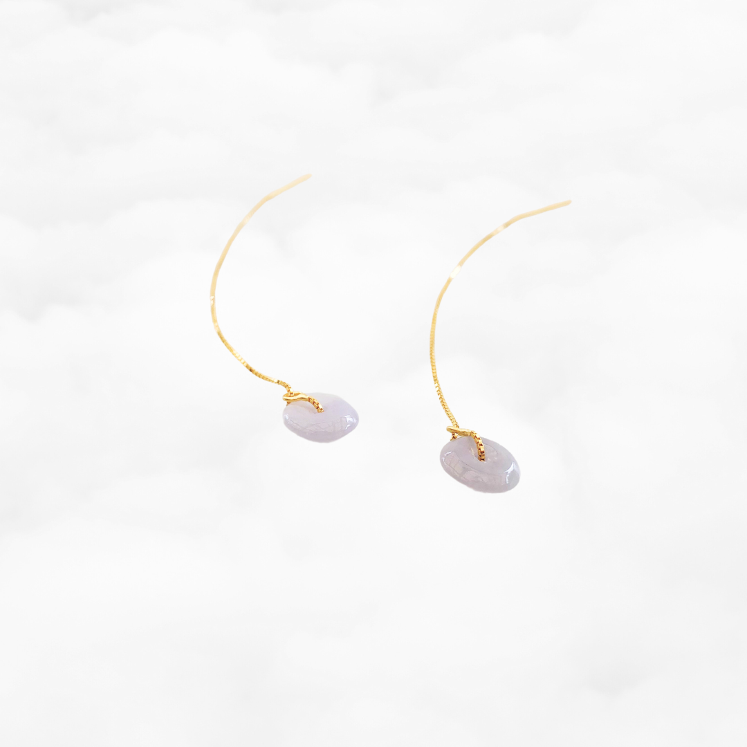 Lavender Purple Jadeite Thread Earrings - Yun Boutique