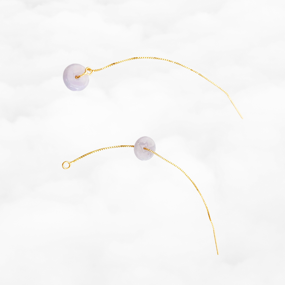 Lavender Purple Jadeite Thread Earrings - Yun Boutique