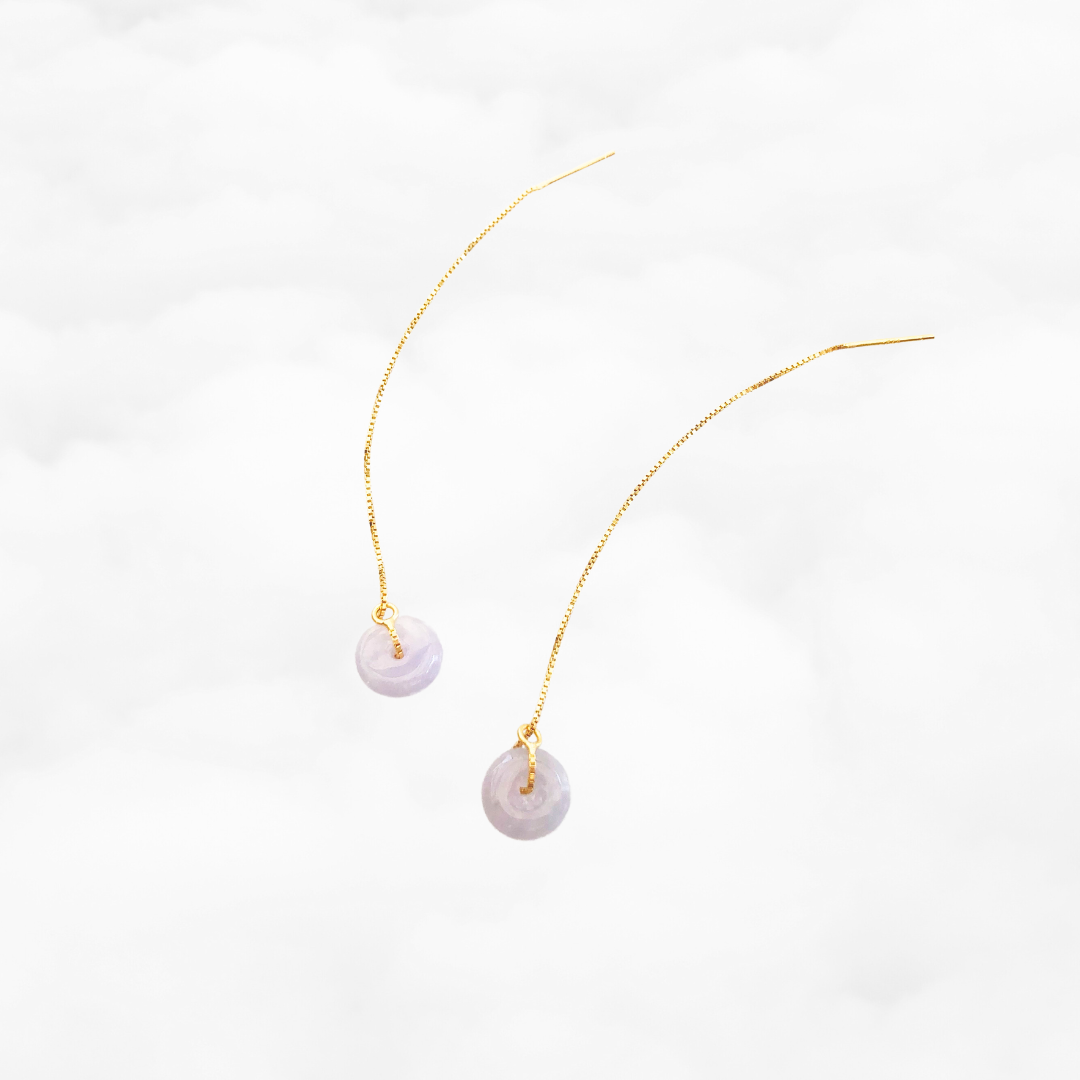 Lavender Purple Jadeite Thread Earrings - Yun Boutique