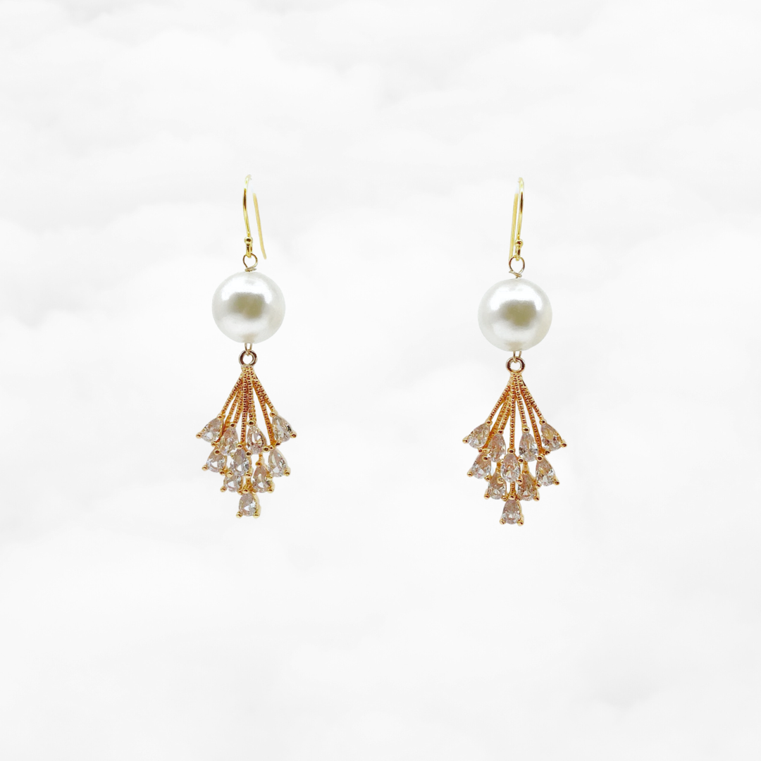 Firework Zircon and Pearl Earrings - Yun Boutique