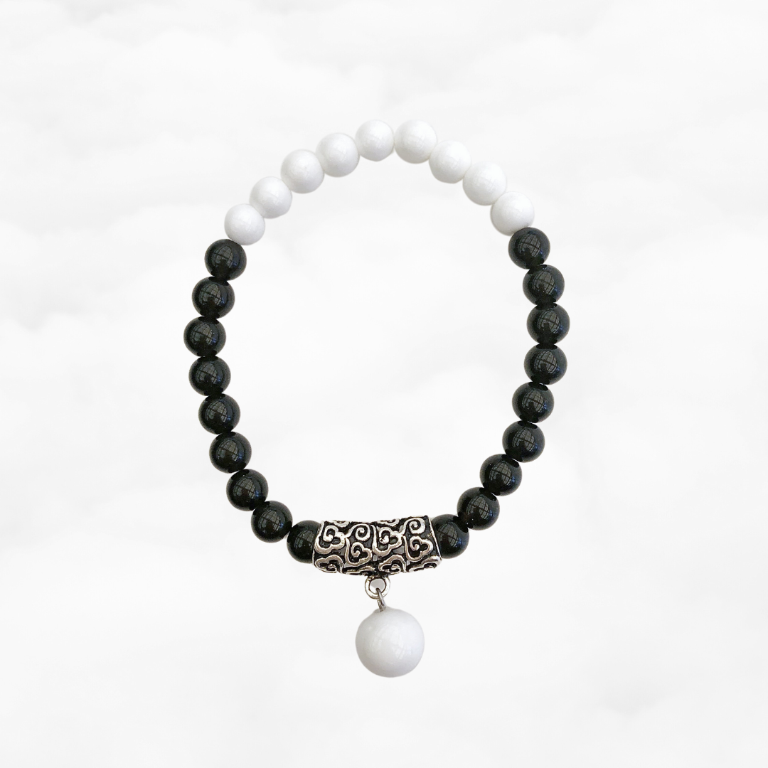 Auspicious Beaded Obsidian and Tridacna Bracelet - Yun Boutique