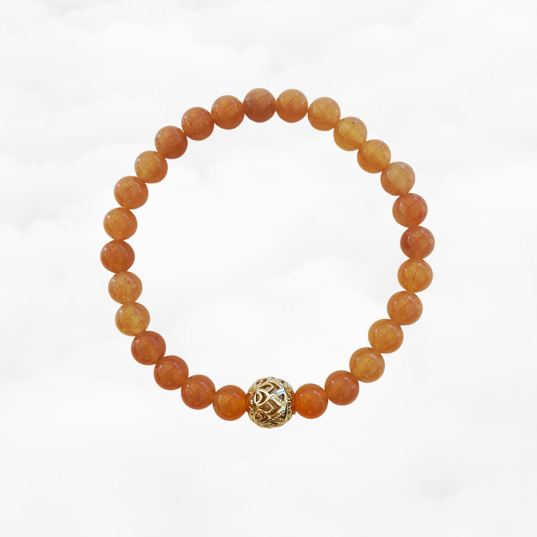 Beaded Lotus Orange Aventurine Bracelet 6mm - Yun Boutique