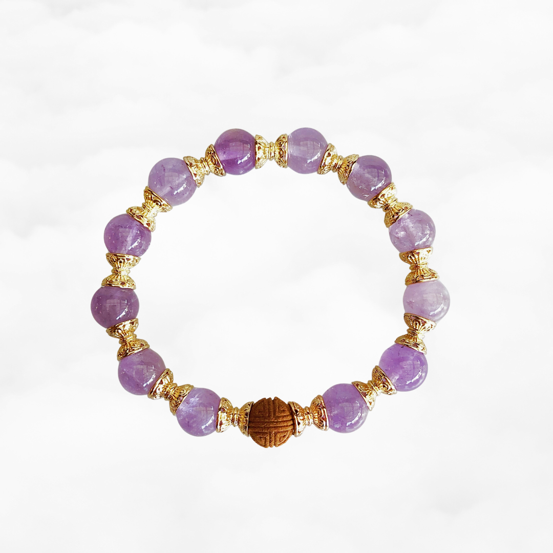 Beaded Herbal Amethyst Bracelet 10mm - Yun Boutique