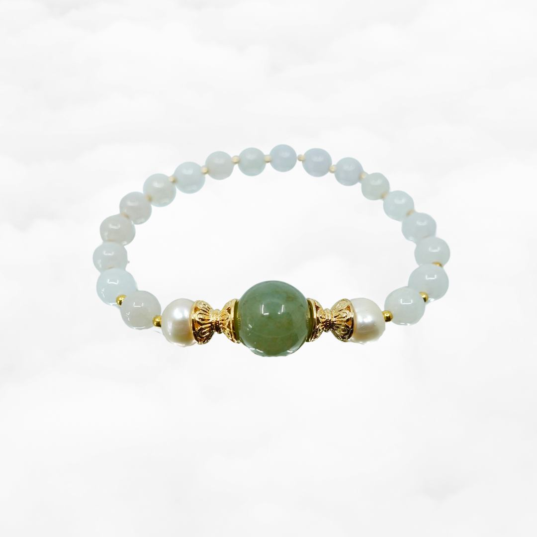 Pulsera de jadeíta con cuentas de menta