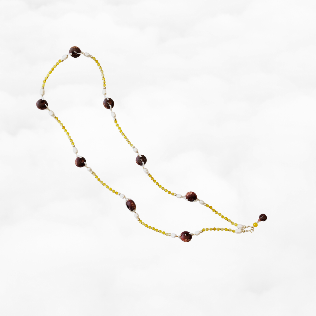 Return to Origin Jade and Wood Lariat Necklace Set - Yun Boutique