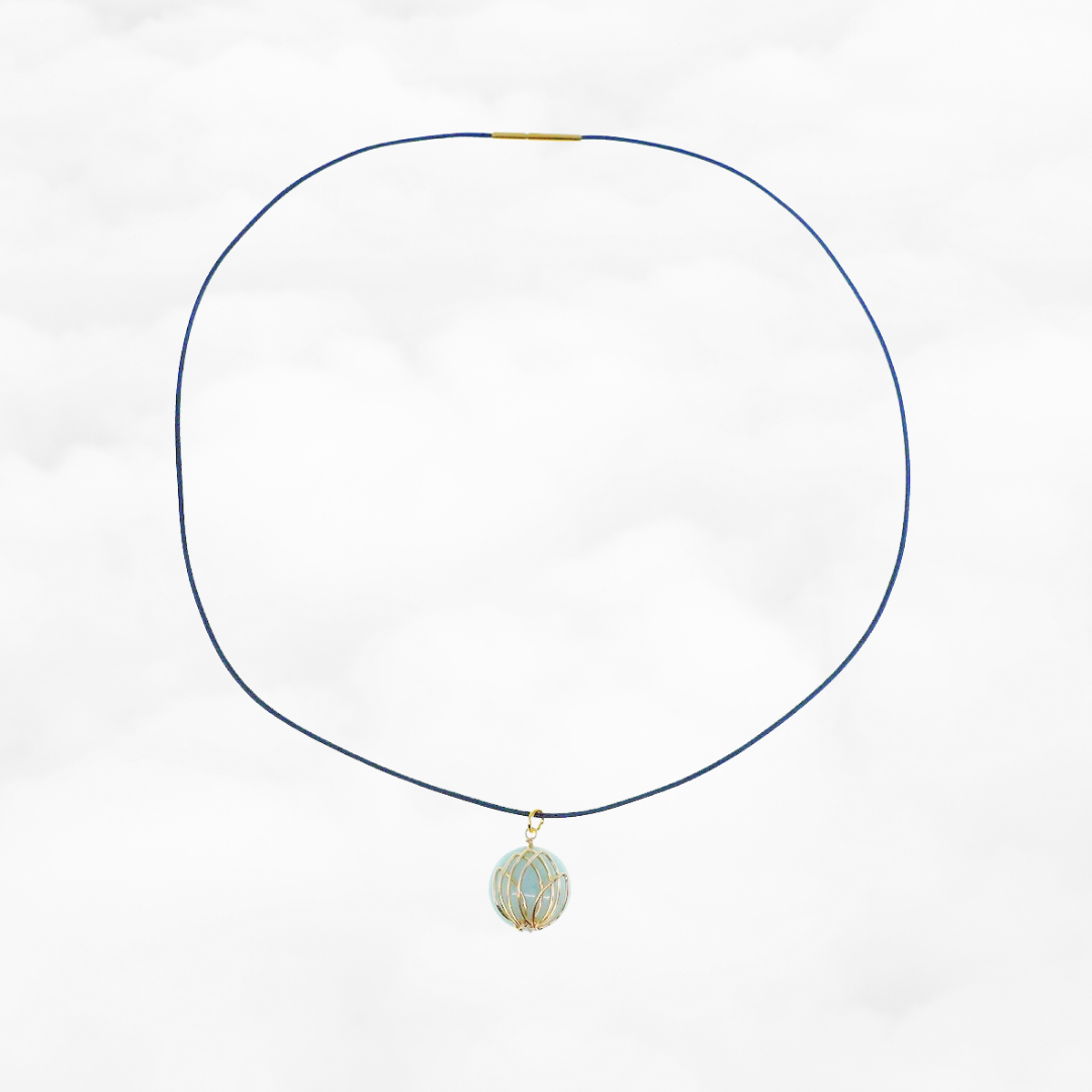 Amazonite Lotus Leather Necklace - Yun Boutique