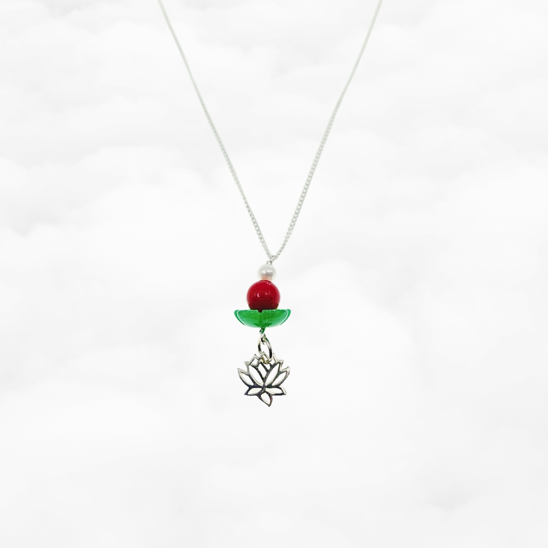 Cinnabar Lotus Charm Necklace - Yun Boutique