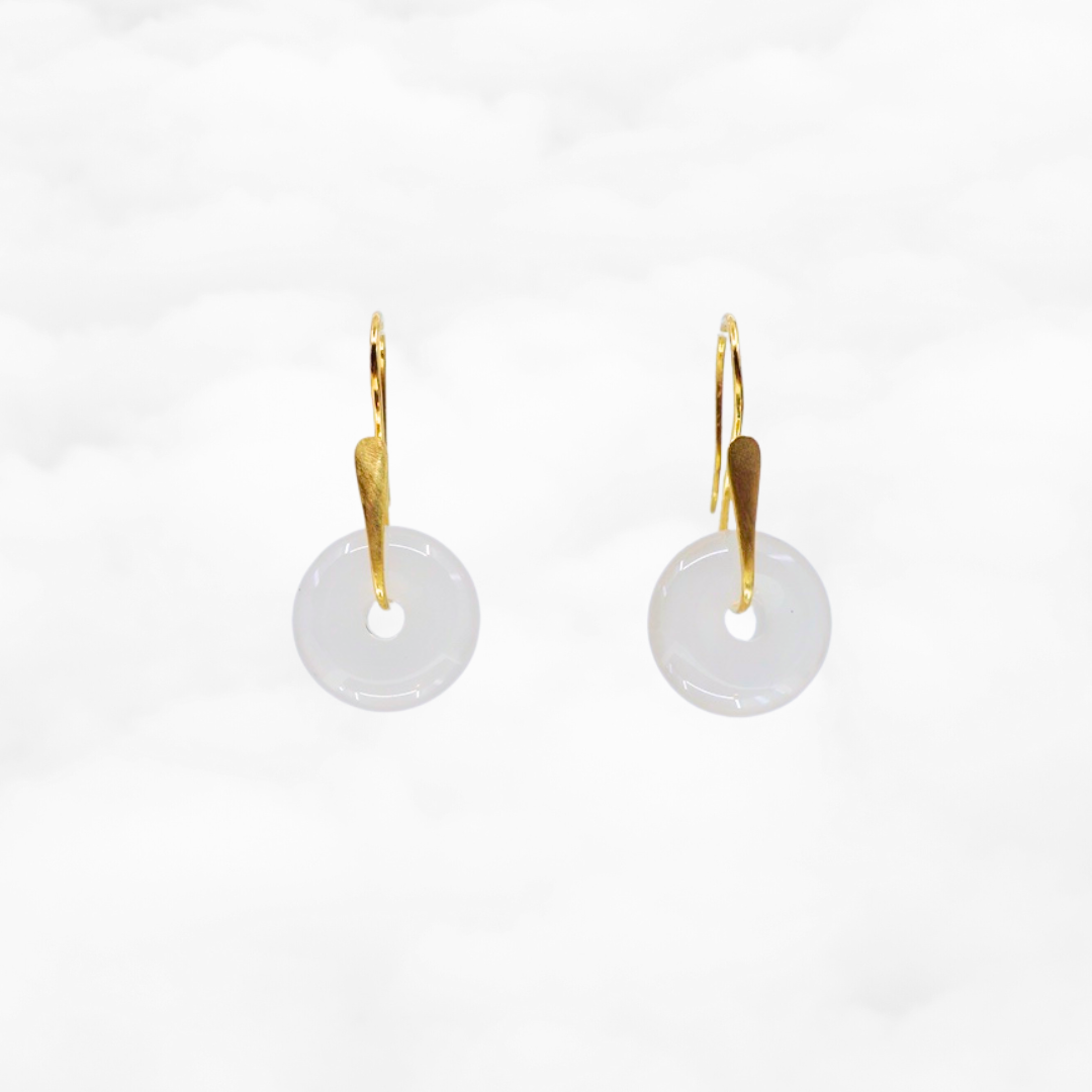 White Agate Donut Earrings