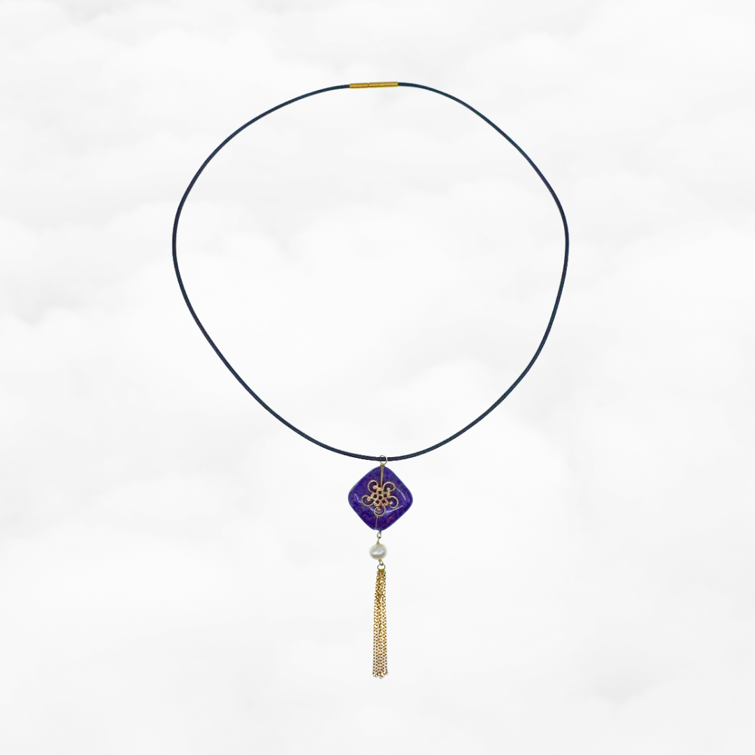 Tassel Lapis Leather Necklace - Yun Boutique