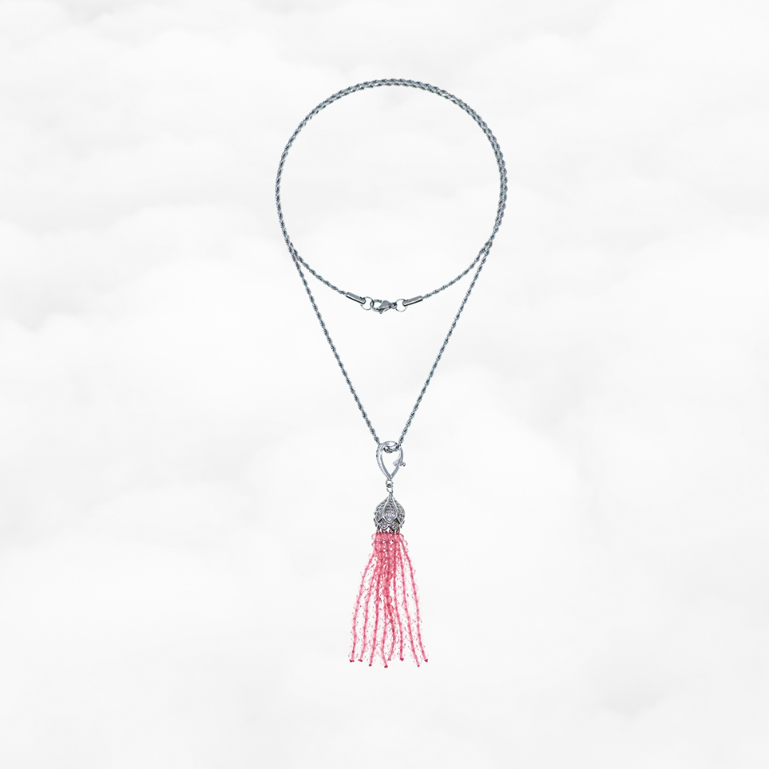 Pink Zirconia Tassel Necklace - Yun Boutique