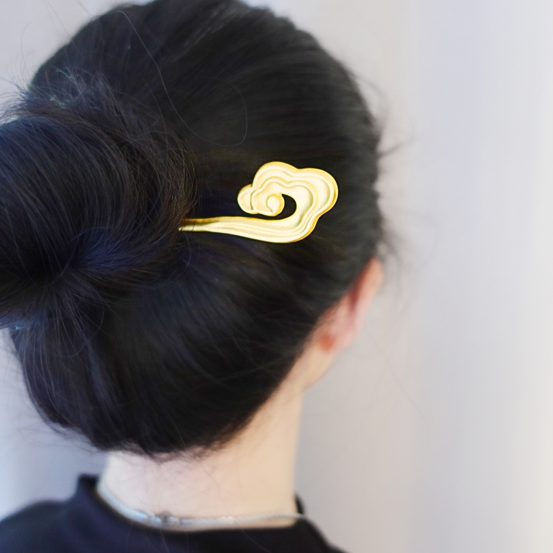 Auspicious Cloud Hair Stick Matte Gold - Yun Boutique